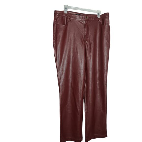 Marc Fisher New York Faux Leather Pants Burgundy size 14 - Picture 2 of 4